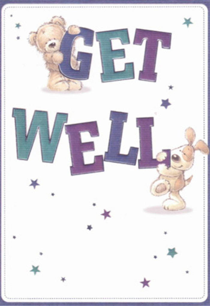 This card radiates encouragement and gentle joy, artfully illustrated by two friendly companions-a fluffy bear and a playful puppy. Twinkling, soft-hued stars encircle the scene, as if scattering heartfelt wishes through the air above Charing Cross's busy streets. Bold, cheerful typography in purples and aquas anchors the card's hopeful message, set against a luminous white background that evokes clarity and new beginnings. The bear's plush, textured fur and the puppy's velvety ears are drawn with such tenderness that you can almost sense their comforting embrace. Imagine sending this card with a handcrafted bouquet from Flower Delivery Charing Cross, bringing both visual comfort and emotional warmth to a loved one recovering nearby. The overall mood is light, inviting, and uplifting-an illustrated reminder of the sincere, neighborly care found within the Charing Cross community.